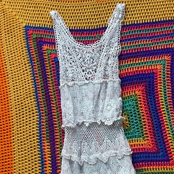 Cream Crochet Mini Dress ✨ - Picture 2 of 7